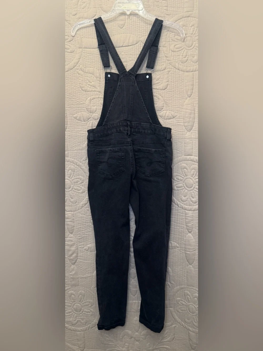 Justice Black Denim Girls Overalls with Front Bib